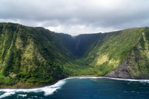 Coastal green mountains valley