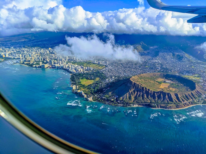 上空から見たダイヤモンドヘッド